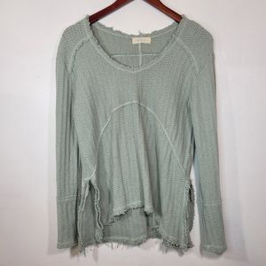 Altar'd State Distressed Long Sleeve Thermal Sweater
